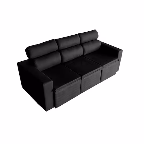 Sofá 3 Lugares Retrátil e Reclinável Hanôver II 210 cm - PRETO