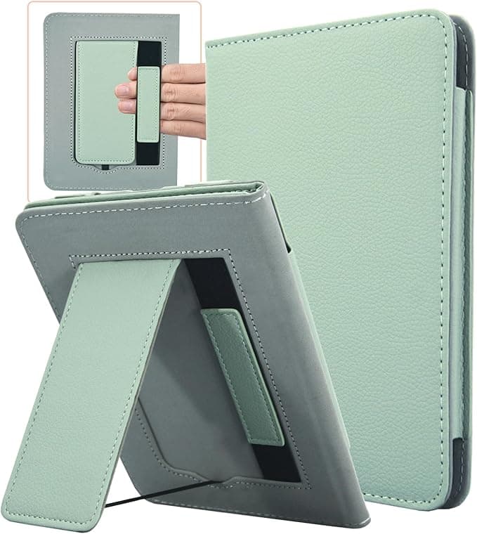 Capa com suporte para Kindle Paperwhite 17.8 cm 12ª geração 2024 / Kindle Colorsoft Signature Edition, couro sintético premium, capa leve e segura para água com função hibernar e despertar automático