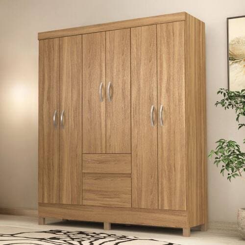 Guarda-Roupa Casal Flash Ii 6 Portas 2 Gavetas Amêndola Touch - Demóbile - Marrom