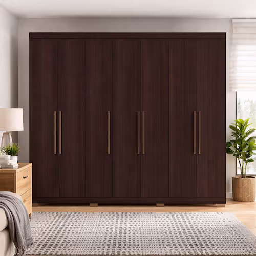 Guarda-Roupa Casal Bartira Diplomata 7 Portas de Bater 6 Gavetas Internas MDP - 255,6cm de Largura - Café