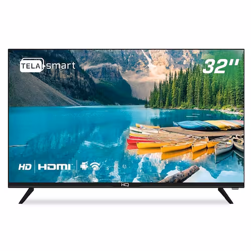 Smart TV LED 32 HQ HD HQSTV32 com Conversor Digital Externo 3 HDMI 2 USB WI-FI Android 11 Design Slim - Preto - Bivolt