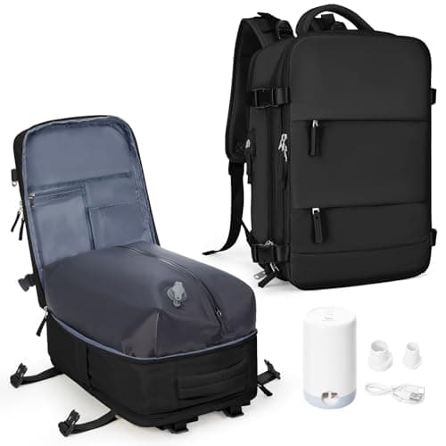 Mochila de viagem coowoz unissex, grande, mala de mão, mochila para trilha, Preto, Large