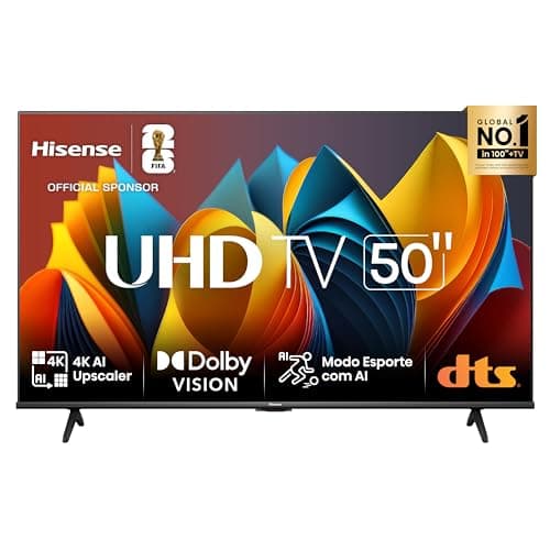 Hisense Smart TV UHD 4K DLED 50" Polegadas 50A6K com HDR10+ Dolby Vision Game Mode Controle por Voz Alexa Built-In AirPlay