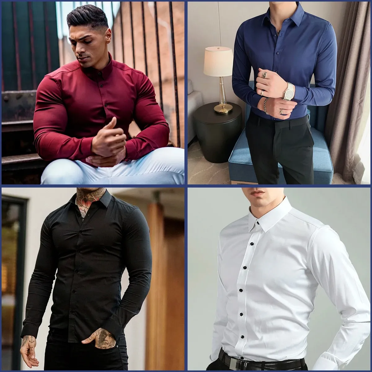 Camisa Social Manga Longa Slim Fit Masculina Clássica