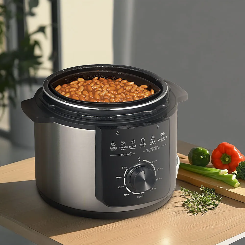 Panela De Pressão Mecânica Preta E Inox 4l Midea Cor Cinza - 220V