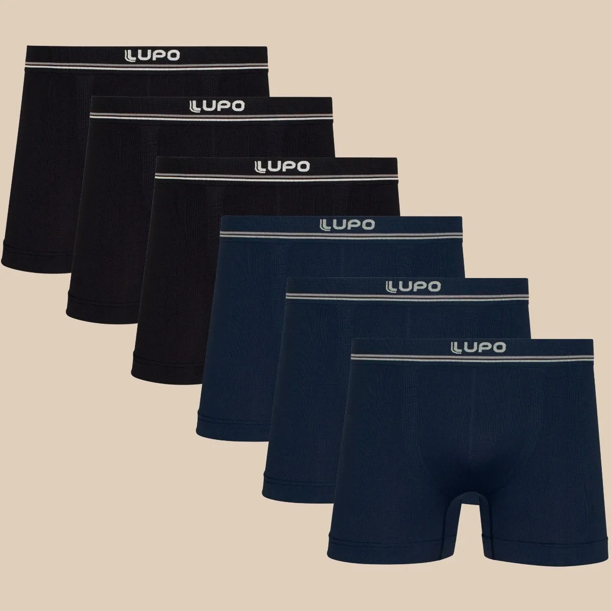 Kit 6 Cuecas Lupo Boxer Box Sem Costura Basic Microfibra