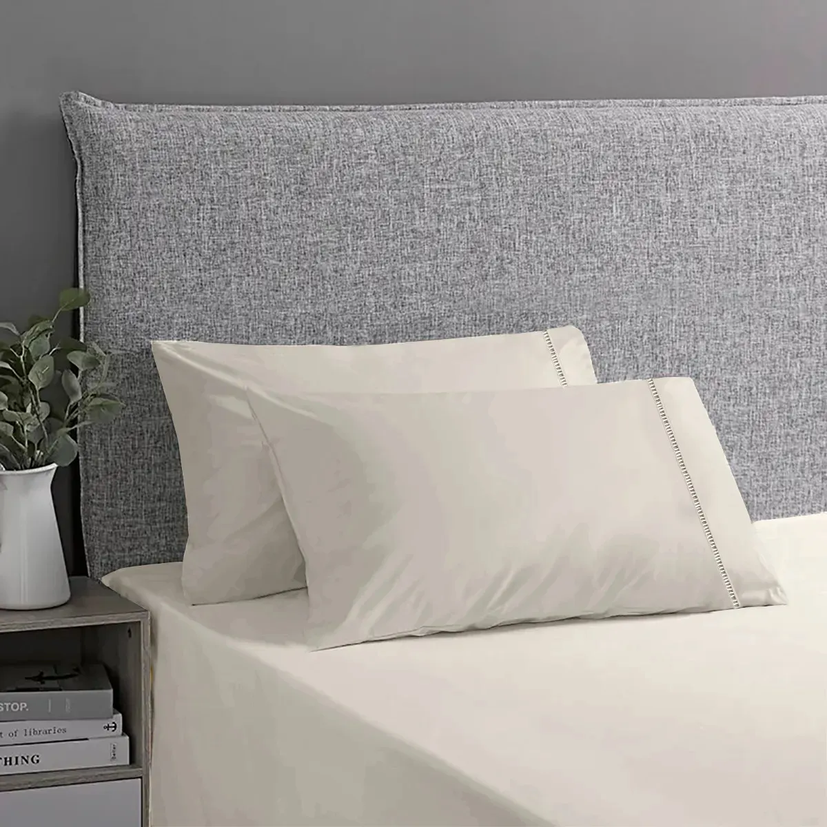 Jogo De Lençol Solteiro 2pçs C/ Elástico 400 Fios Hotel Palha Liso