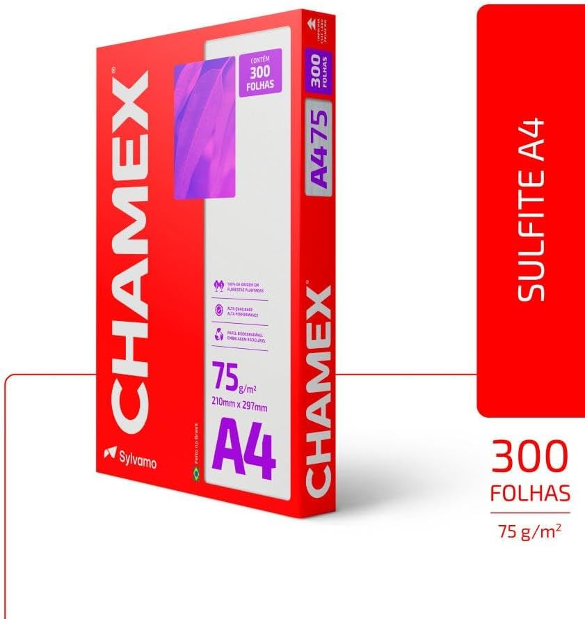 Papel Sulfite, Chamex, A4, 75 Gramas, Pacote De 300 Folhas