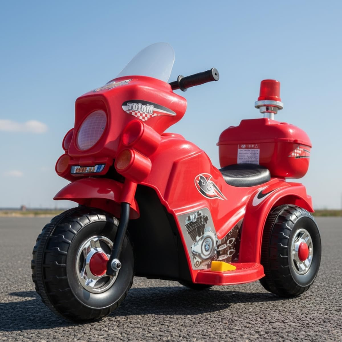 Mini Moto Elétrica 6v Polícia Menina Com Luz Som E Baú (Vermelho)