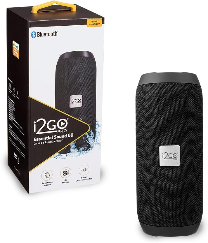 I2GO, Caixa De Som Bluetooth Essential Sound Go, 10W RMS, Resistente à Água, Preto