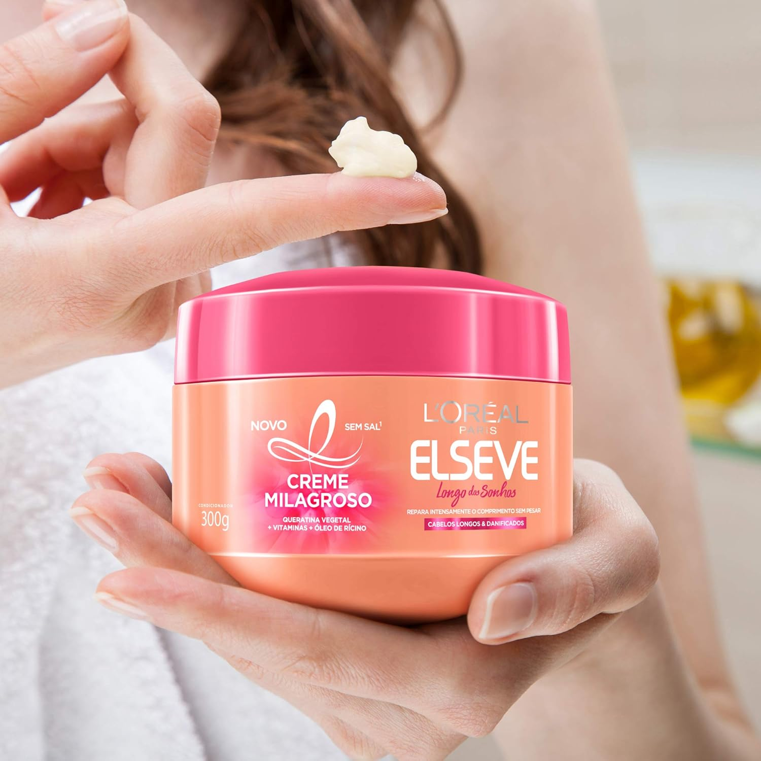 L'Oréal Paris Elseve Creme de Tratamento Milagroso Longo Sonhos, Repara o Comprimento sem Pesar, 300g