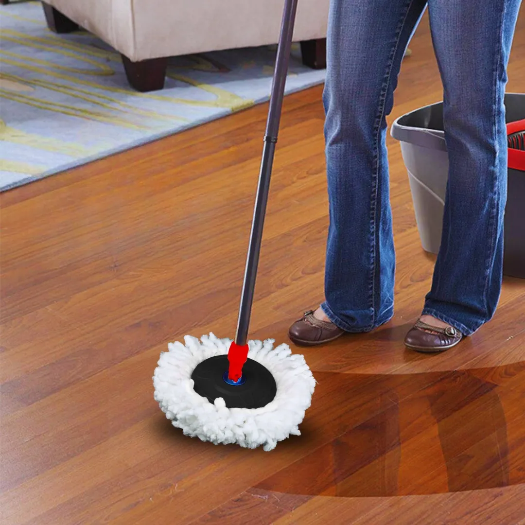 Mop Giratório Preto Cesto Em Inox Cabo De 140cm 8 Litros