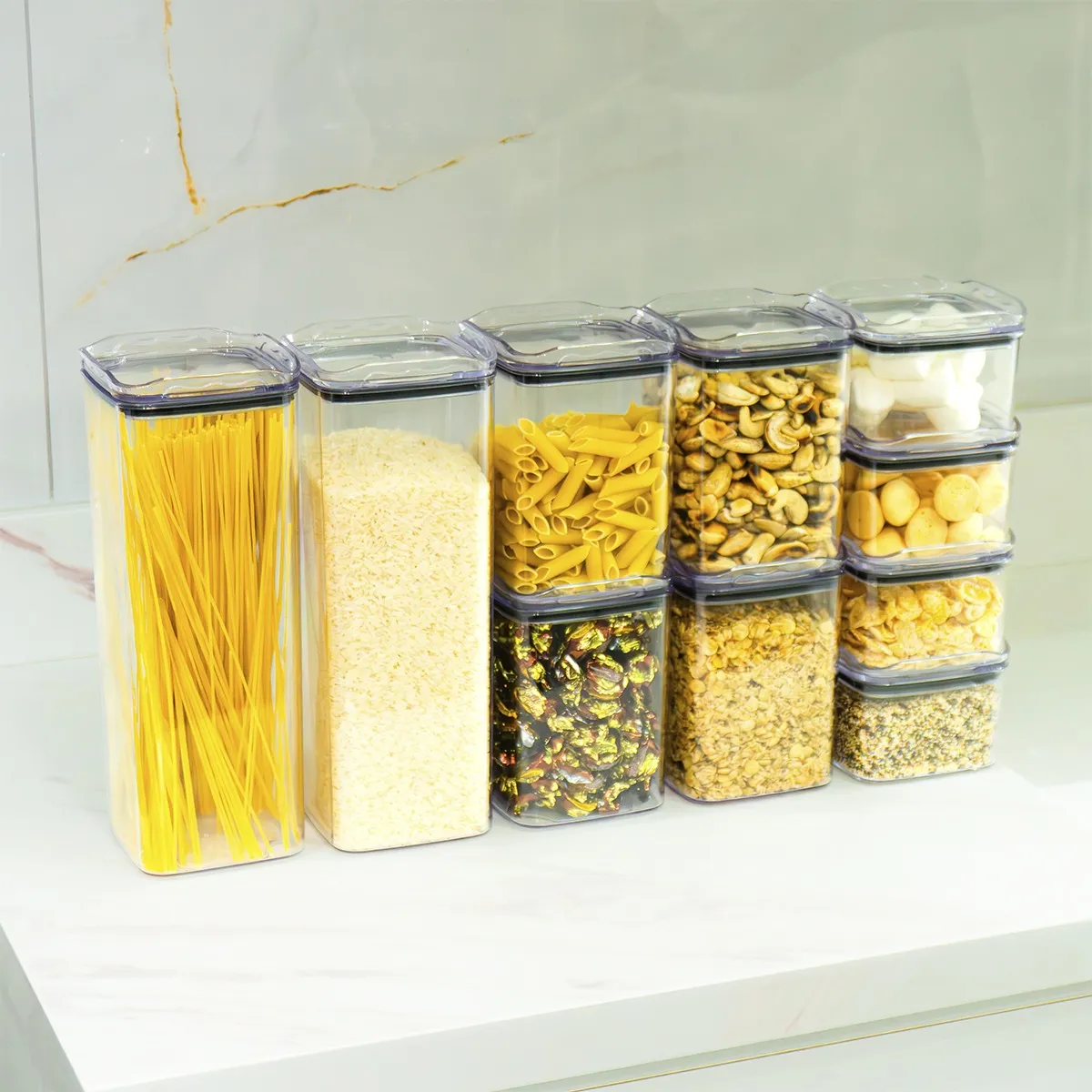Kit 10 Organizadores Pote Hermético Empilhável Em Acrílico