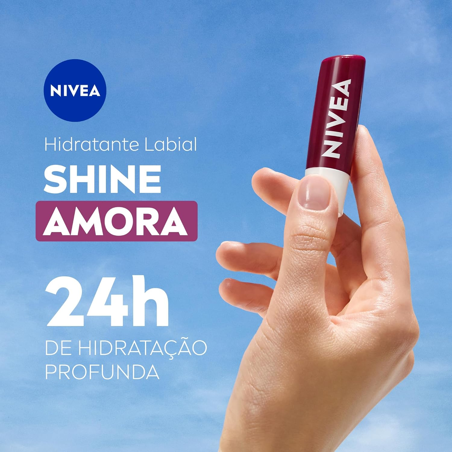 NIVEA Hidratante Labial Amora Shine 4,8g, Hidratação Intensa 24h