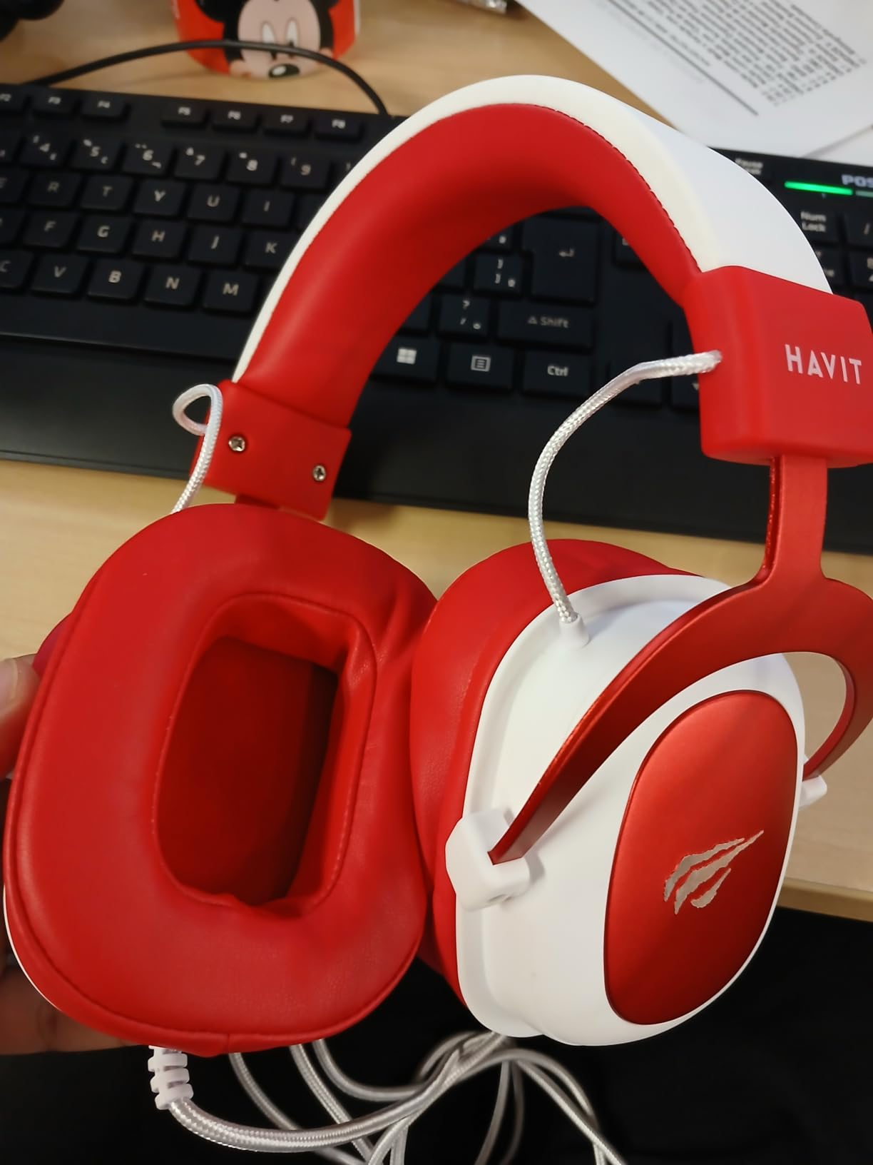 Havit Headphone Fone de Ouvido H2002d Red, Gamer, com Microfone, Falante 53mm, Plug 3, 5mm: compatível com XBOX ONE e PS4, HV-H2002d Cor Vermelho e Branco