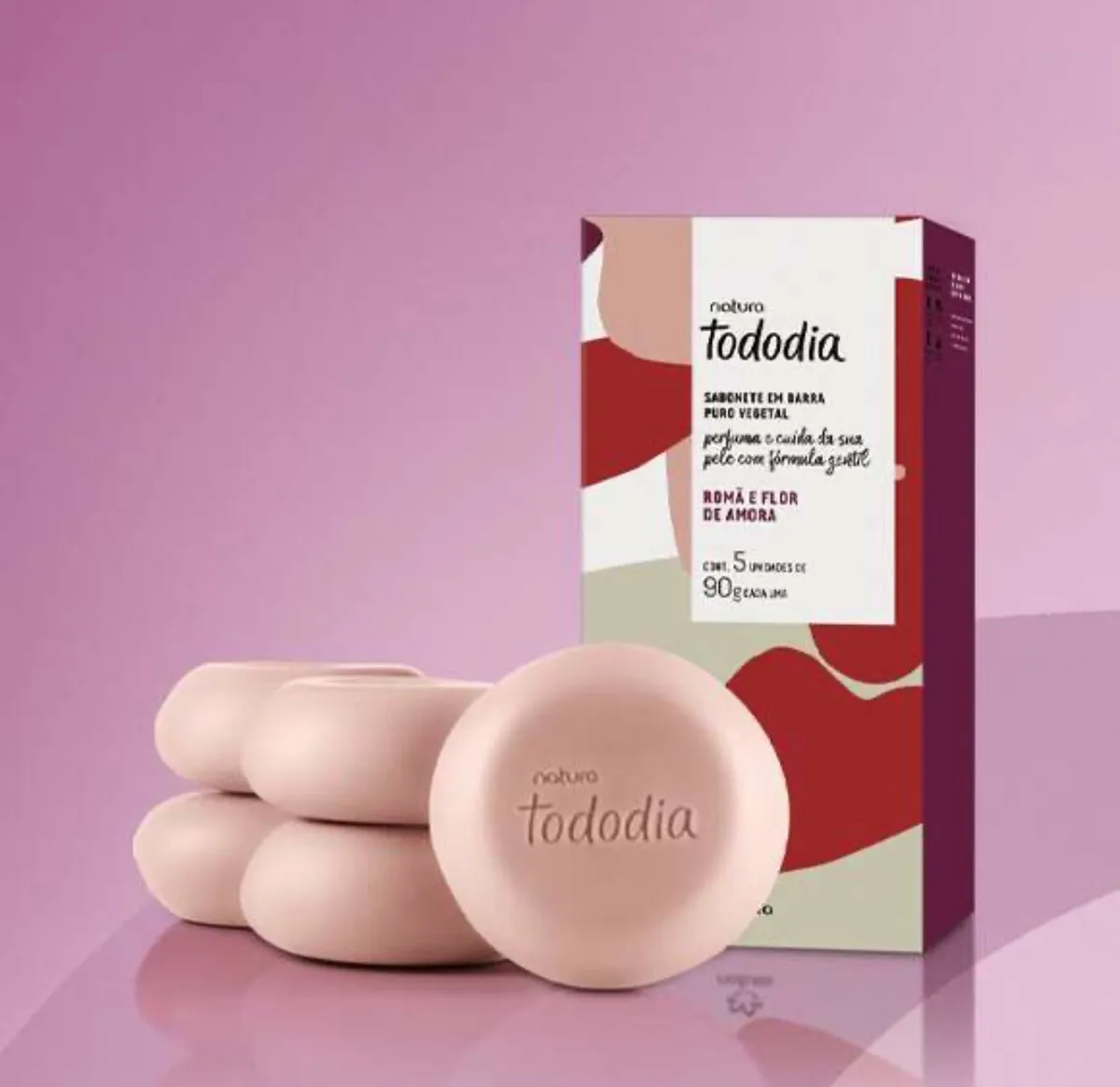 Sabonete Barra Natura Tododia Romã e Flor de Amora 5 unidades de 90g cada
