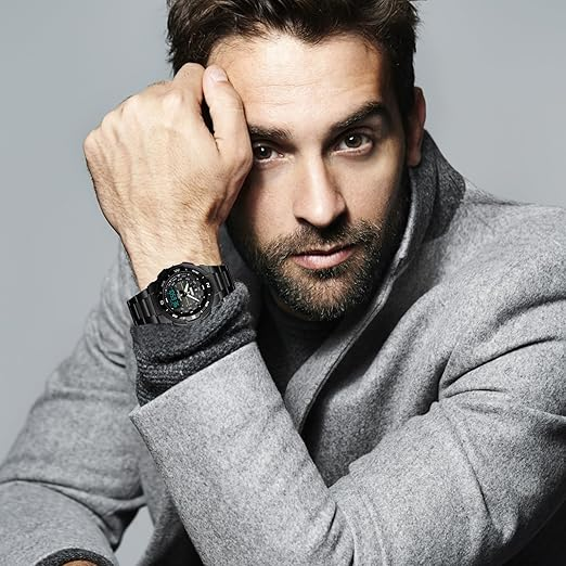 Relógio de pulso masculino de marca 1370, com pulseira de aço inoxidável, mostrador de data, ponteiros luminosos e mecanismo de quartzo Wristwatch