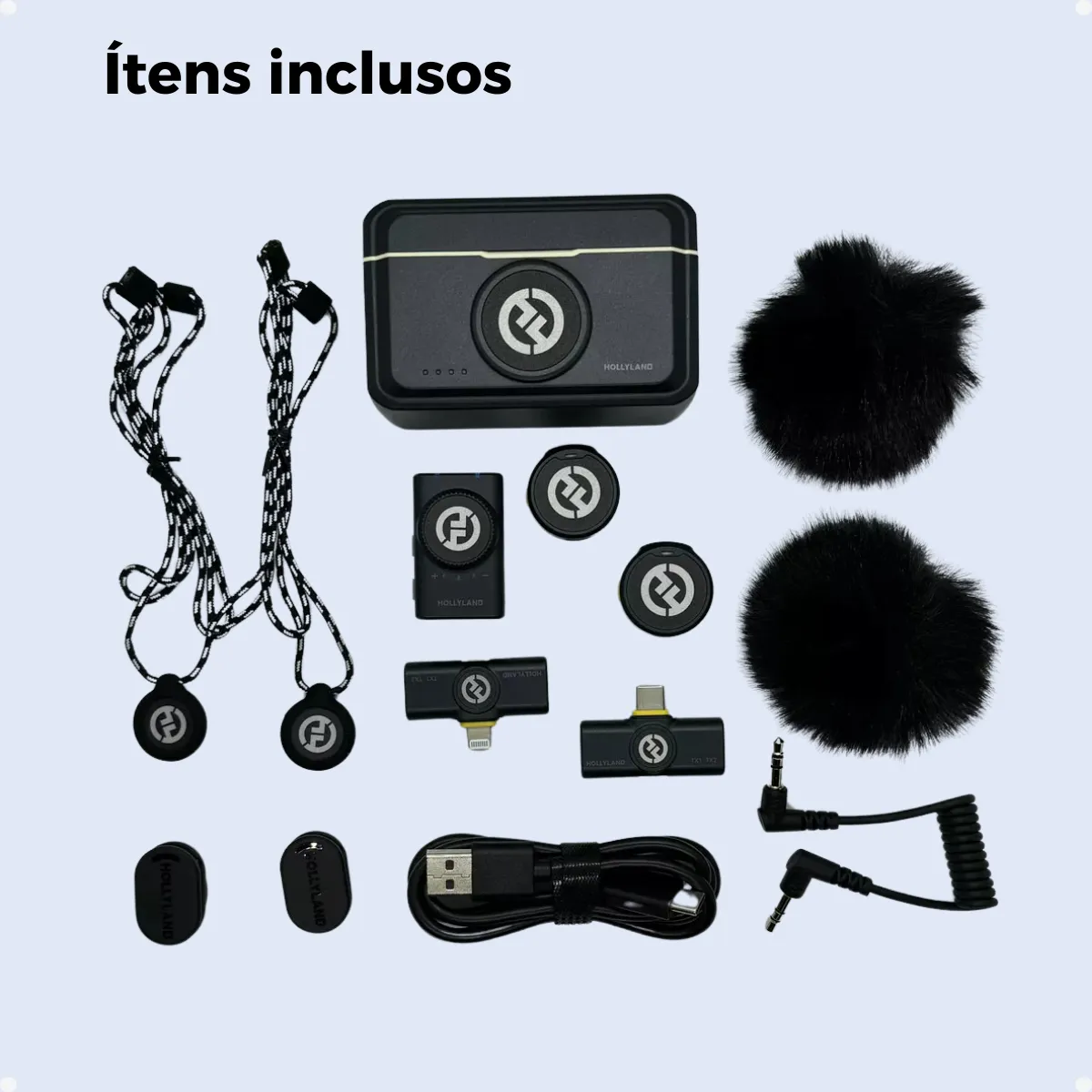 Microfone Hollyland Lark M2 Duo Combo Duplo Para 2 Pessoas Preto