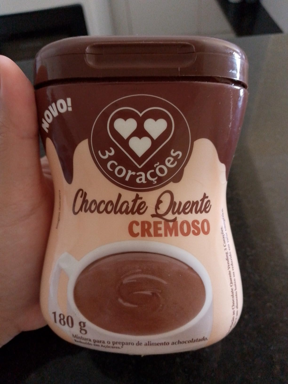 3 Corações Chocolate Quente Cremoso, 180g