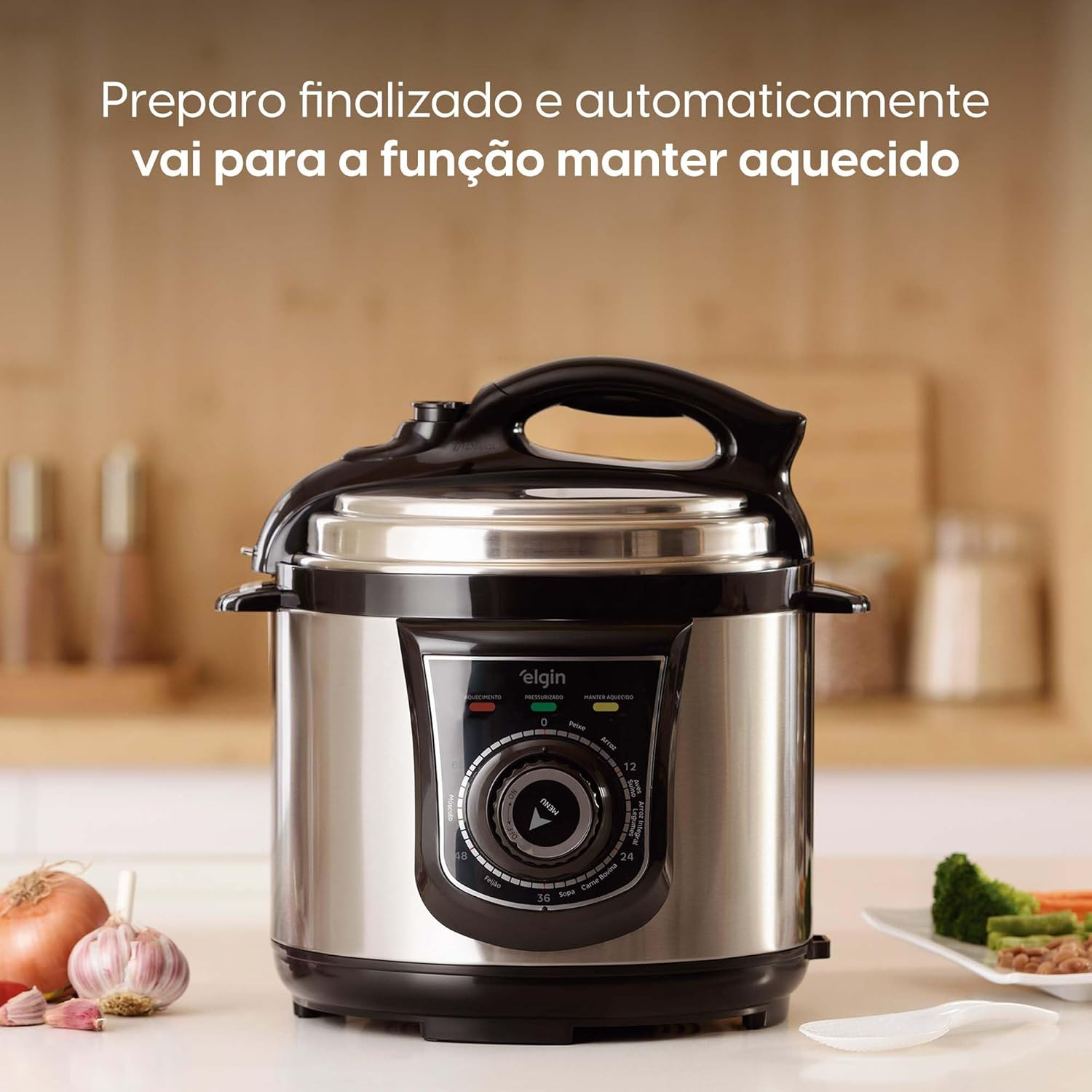 Panela de Pressão Elétrica Elgin 4 Litros Segura e Prática 840W 110V