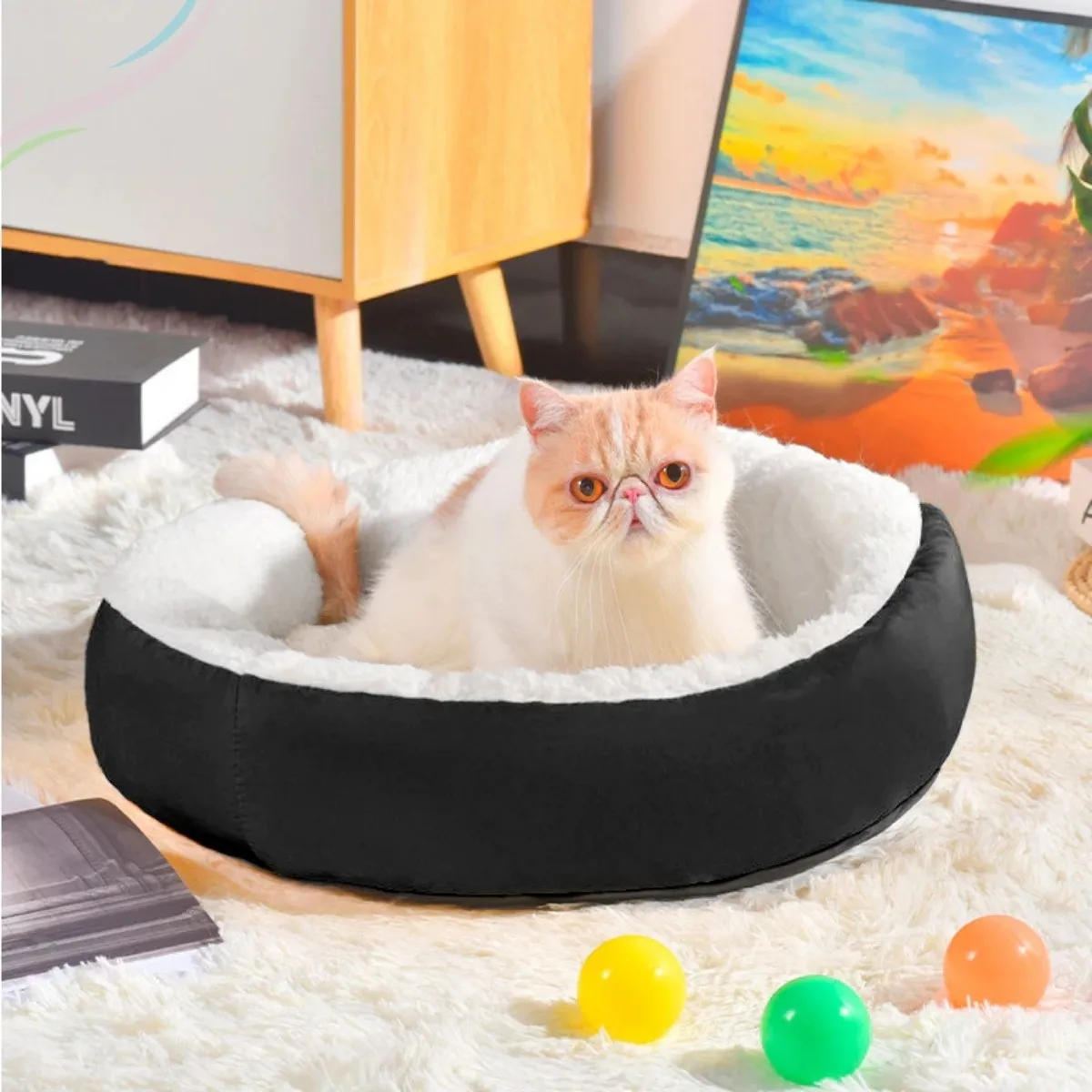 Caminha Redonda Pet Sherpa Cama Para Cães Gatos Macia Quente