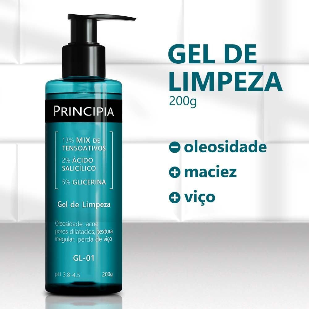 Gel de Limpeza Facial Principia 13% Tensoativos   2% Ácido Salicílico   5% Glicerina GL-01 com 200g