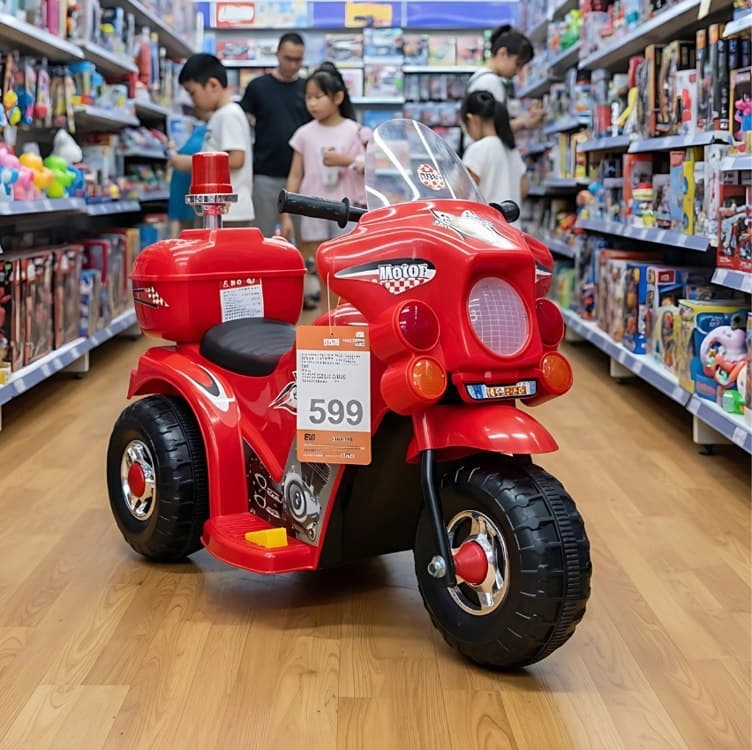 Motocicleta Moto Elétrica Infantil Luz Sirene Polícia E Baú - ZIPPY TOYS