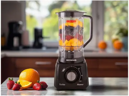 Liquidificador Mondial Turbo Power L-99 FB Preto com Filtro 3 Velocidades 550W