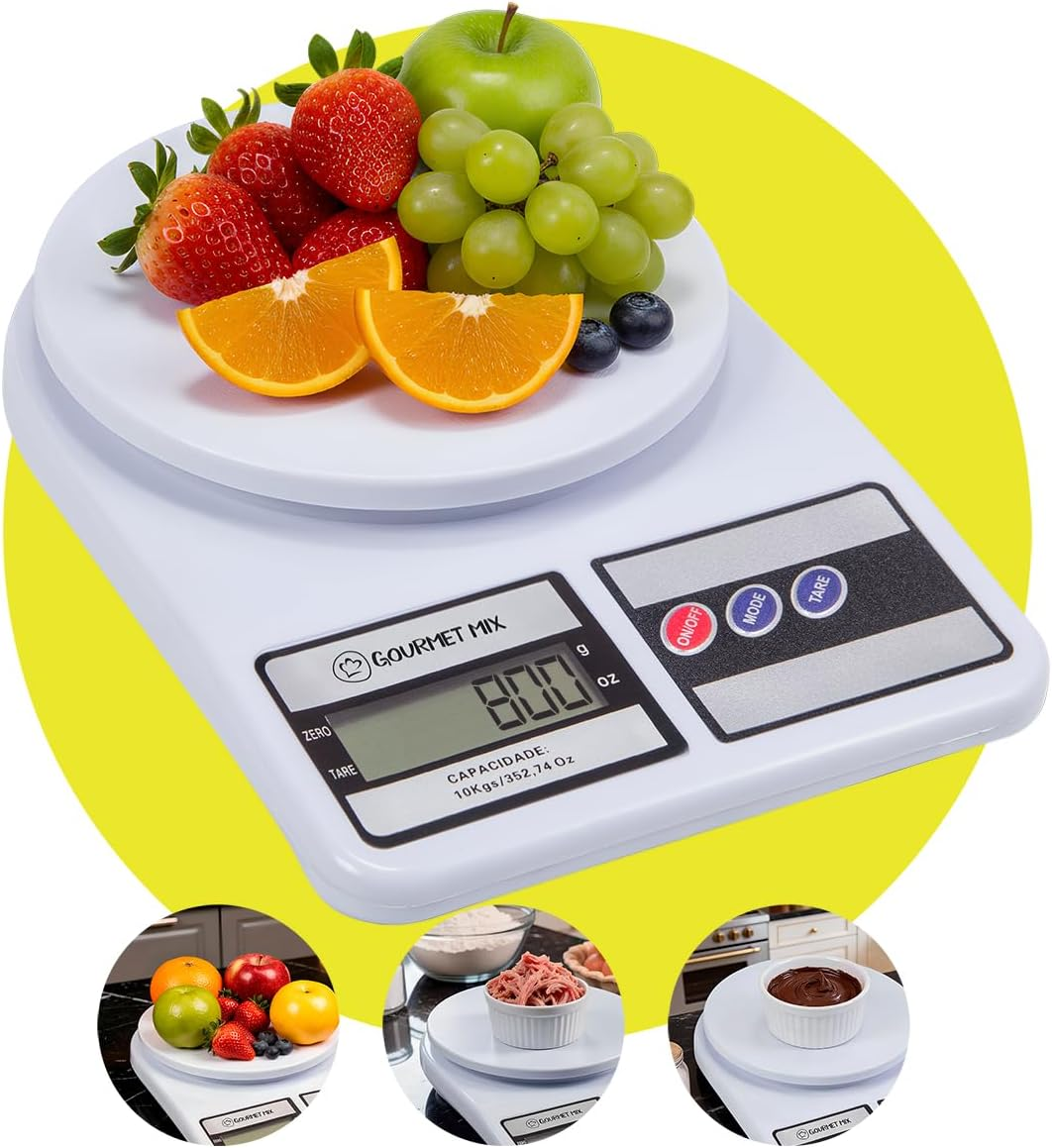 Gourmet Mix Balança de Cozinha Digital de Precisão até 10Kg Compacta 