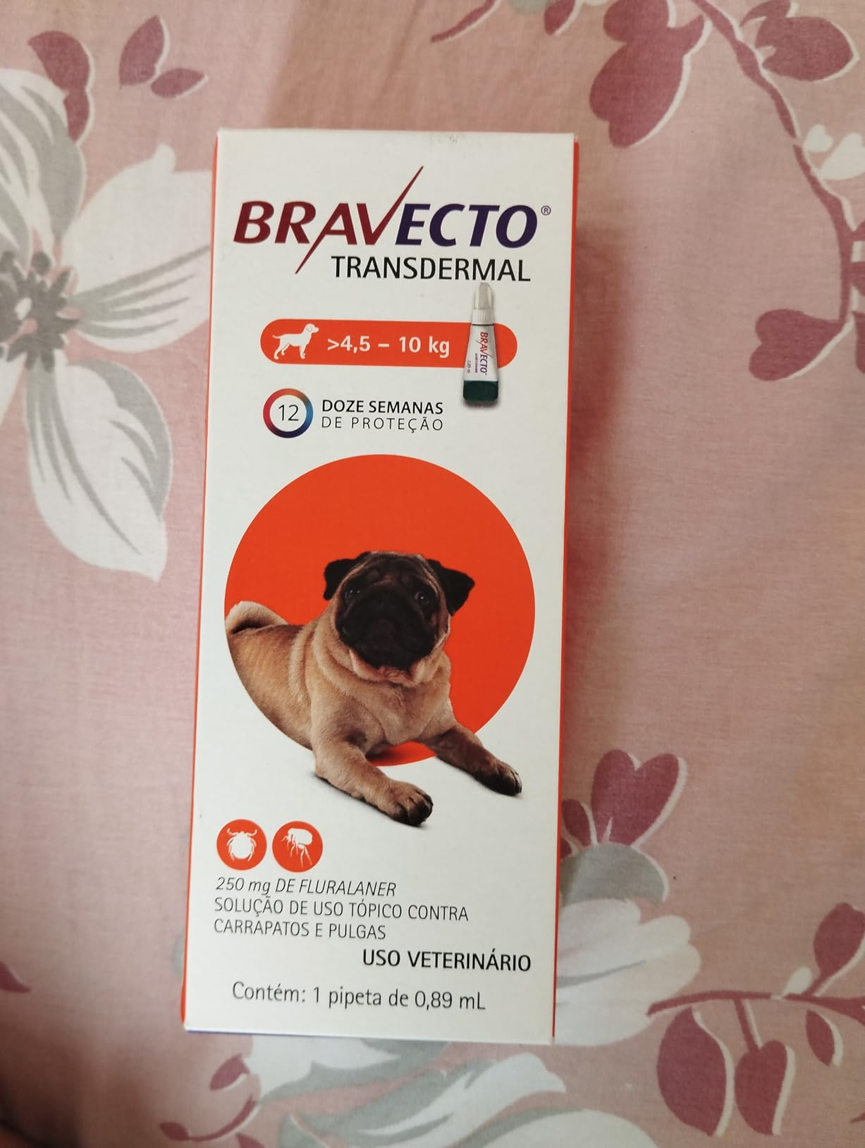 Bravecto® Cães Transdermal 250mg - Antipulgas e Carrapatos - Cães de 4,5 a 10kg - 1 Pipeta 0,89ml - MSD Saúde Animal