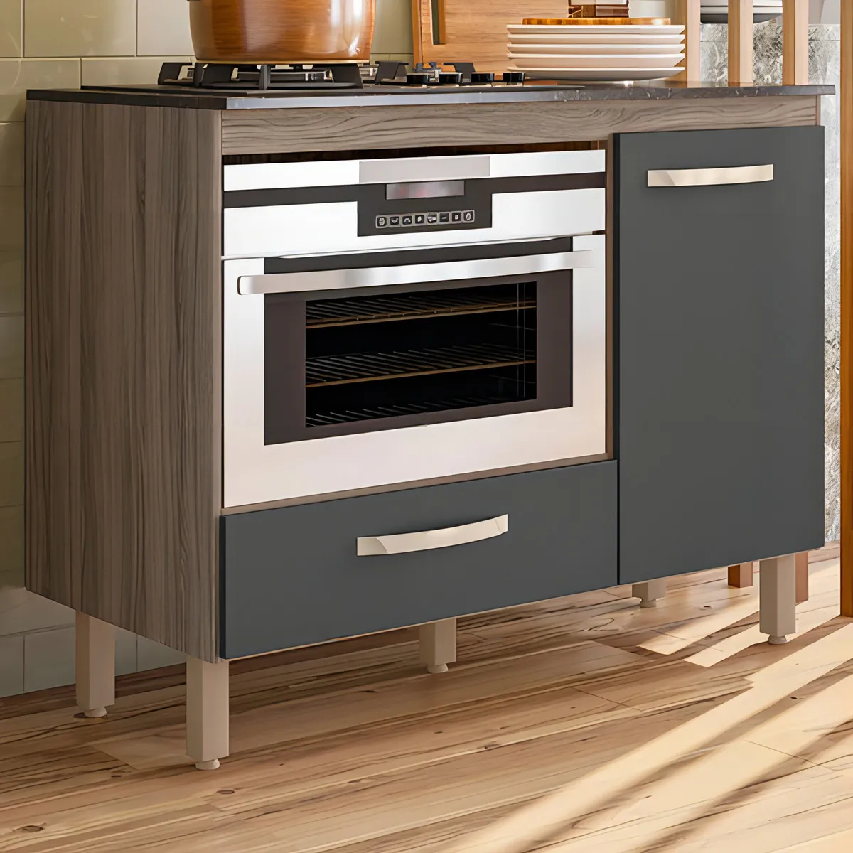 Balcão De Cozinha Para Cooktop Fit 1 Porta 1 Gaveta