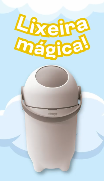 Clingo Lixeira Mágica Antiodor, Lixo para Fraldas, Quarto do Bebê, Banheiro, Cozinha, Capacidade 10 Litros