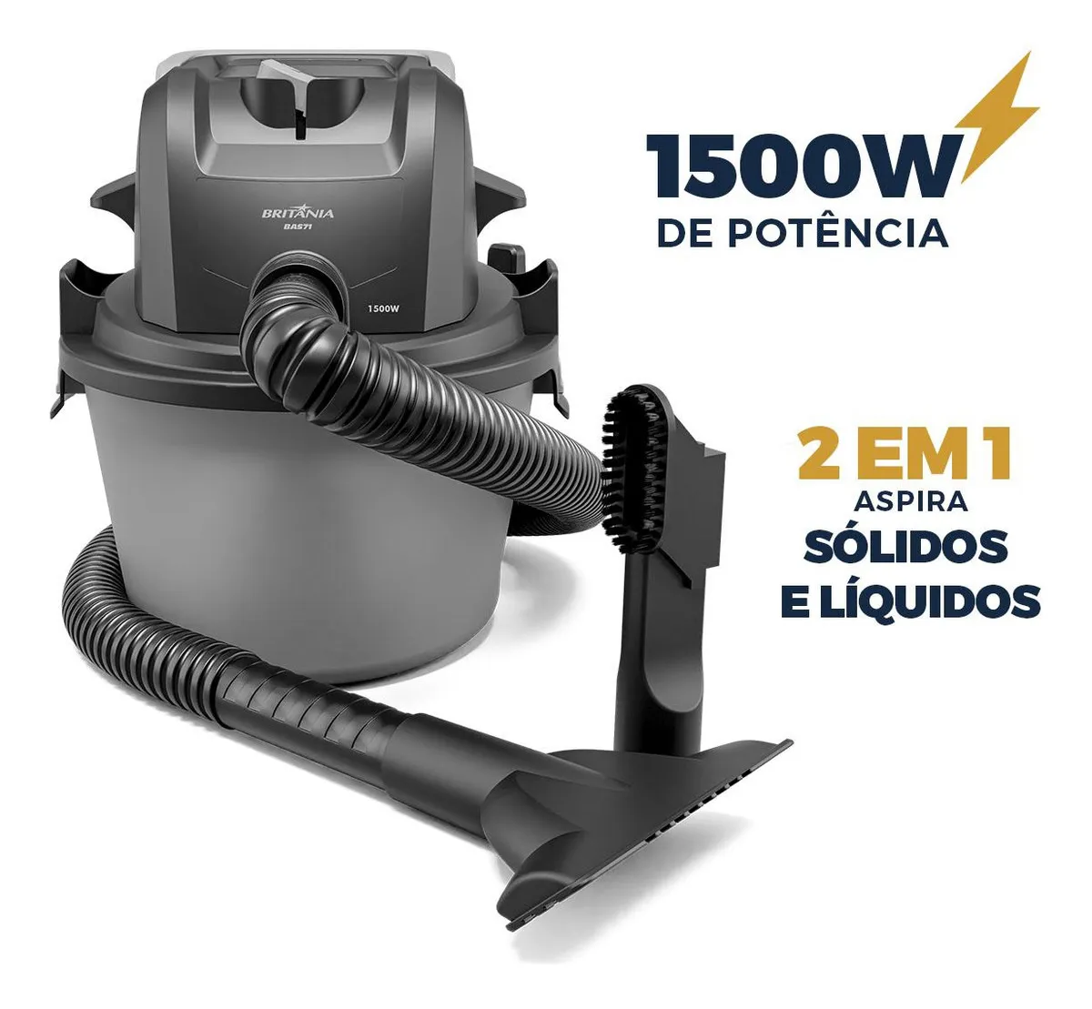 Aspirador De Pó E Água Britânia 6l 1500w Bas71 Cinza - 127V