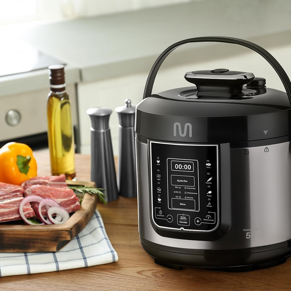 Panela de Pressão Elétrica 5L com Painel Digital e Função de Manter Aquecido, 127V 900W Inox Multi - GO085