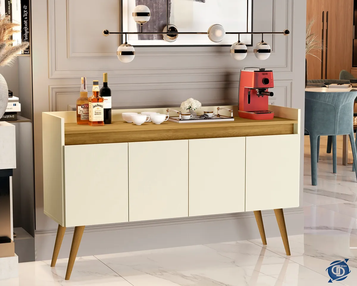 Aparador Retrô Luxo 4 Portas Sala Decorativo