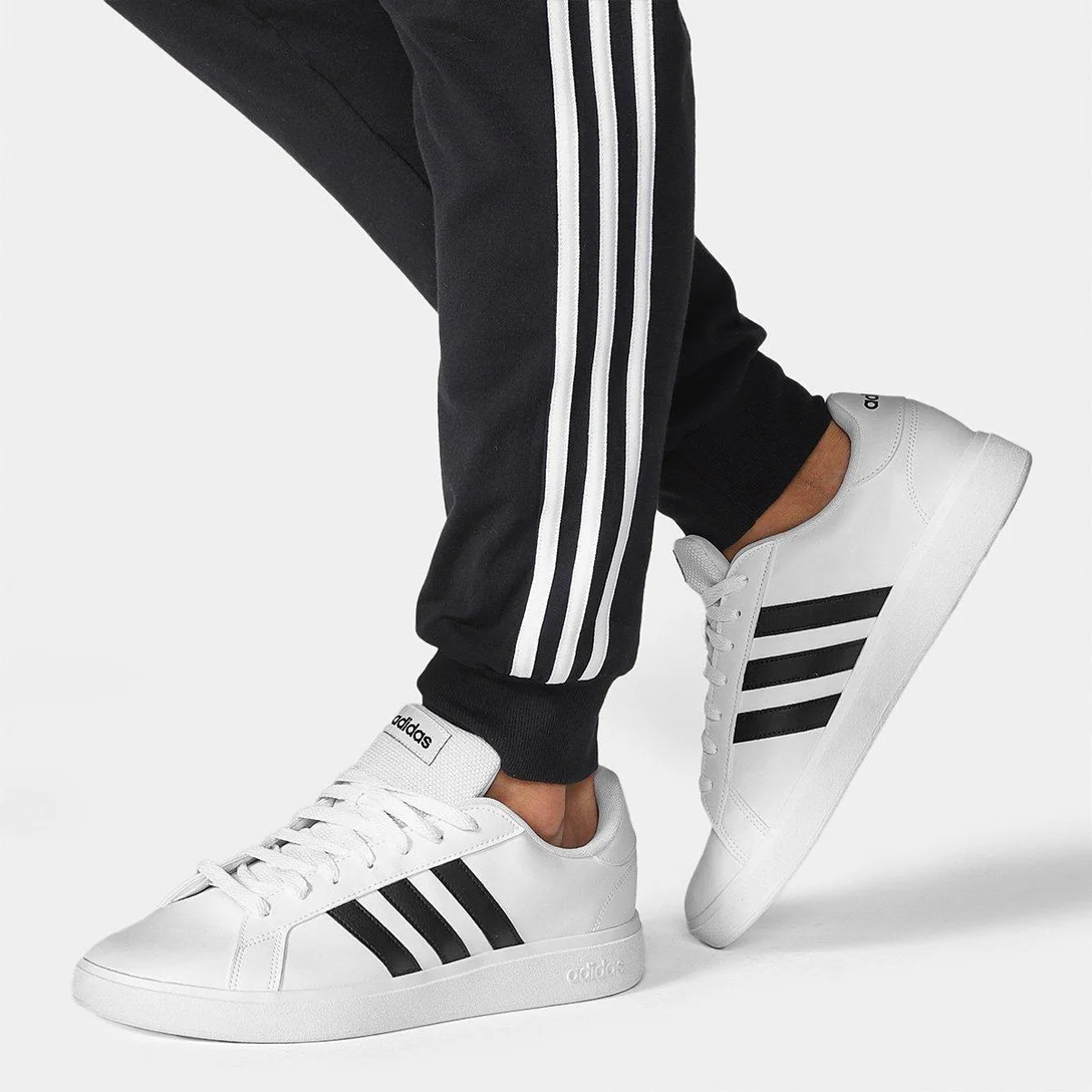 Tênis Masculino Adidas Grand Court Base - Branco Preto (Tam: 38 ao 43)