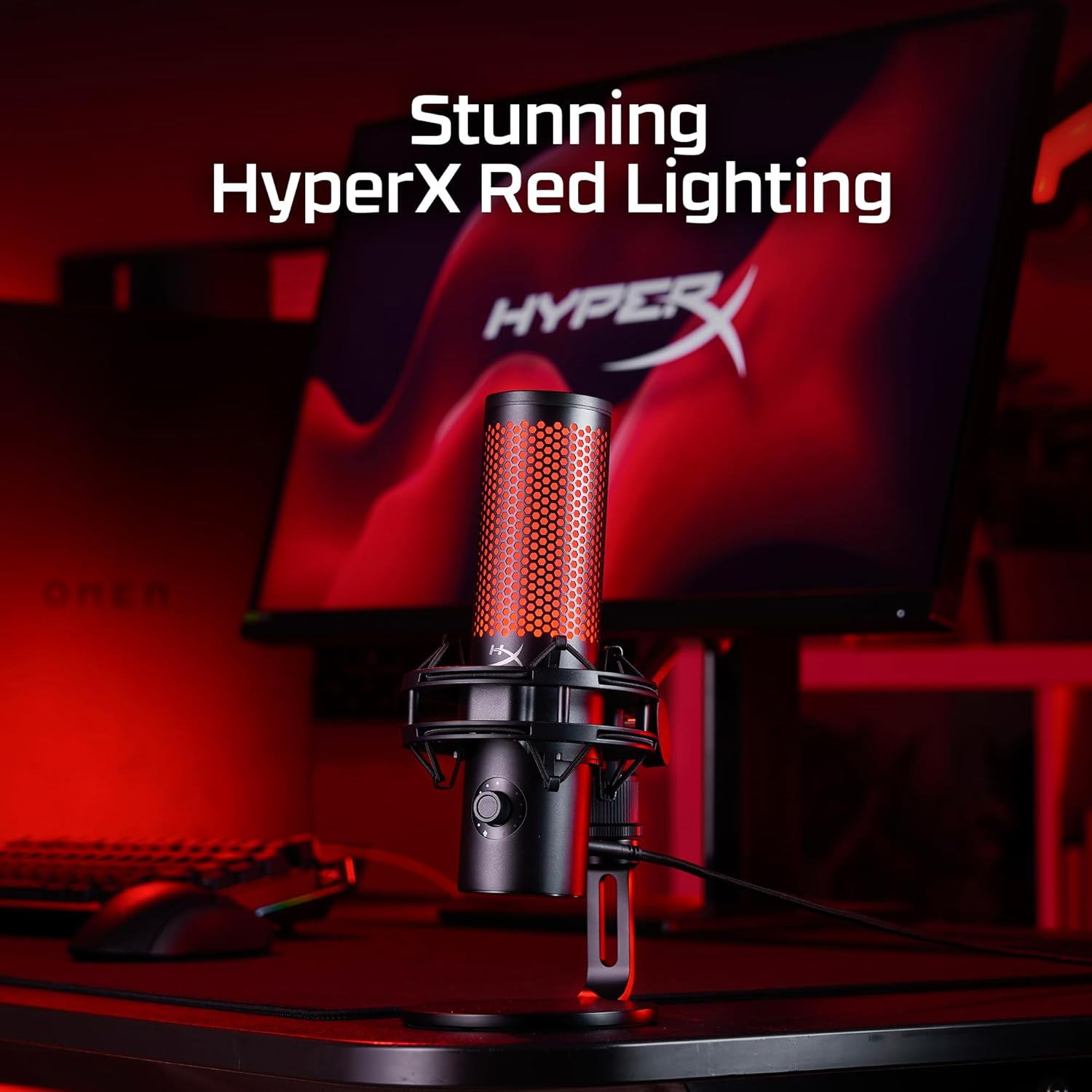 Microfone Condensador USB HyperX QuadCast 2 - Gravação em Alta Resolução para Streaming e Podcasts, com Controles Integrados, Suporte Antichoque Removível, 4 Padrões Polares, Preto (872V1AA)