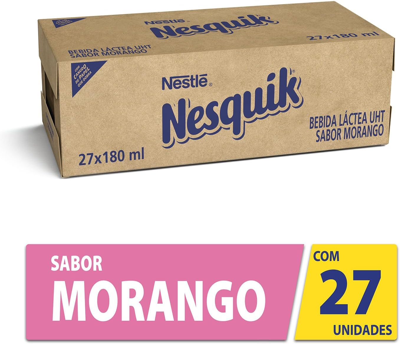 Bebida Lactea NESQUIK Morango 180ml - 27 unidades