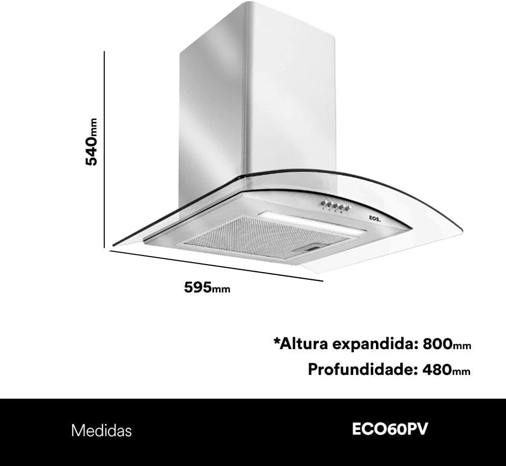 Coifa e Depurador de Parede EOS 60cm Cheff Gourmet ECO60PV 220V