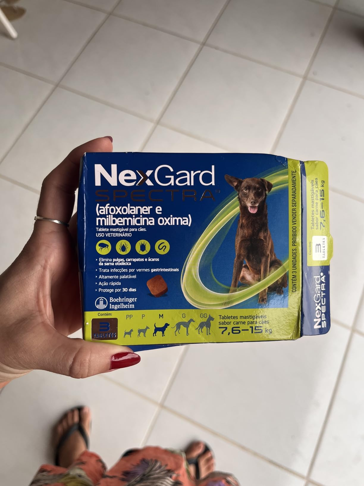 NexGard SPECTRA Antipulgas, Carrapatos e Vermífugo para Cães 7,6 a 15kg - 3 tabletes