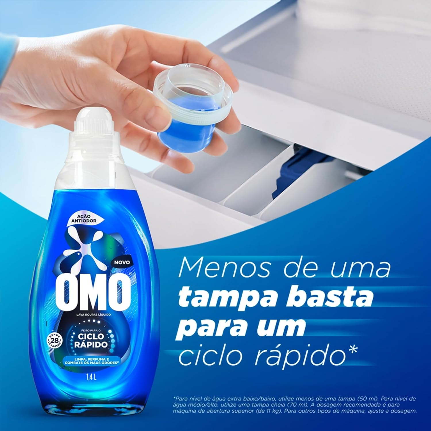 Lava-Roupas Líquido Omo Ciclo Rápido Ação Antiodor Frasco 1,4l