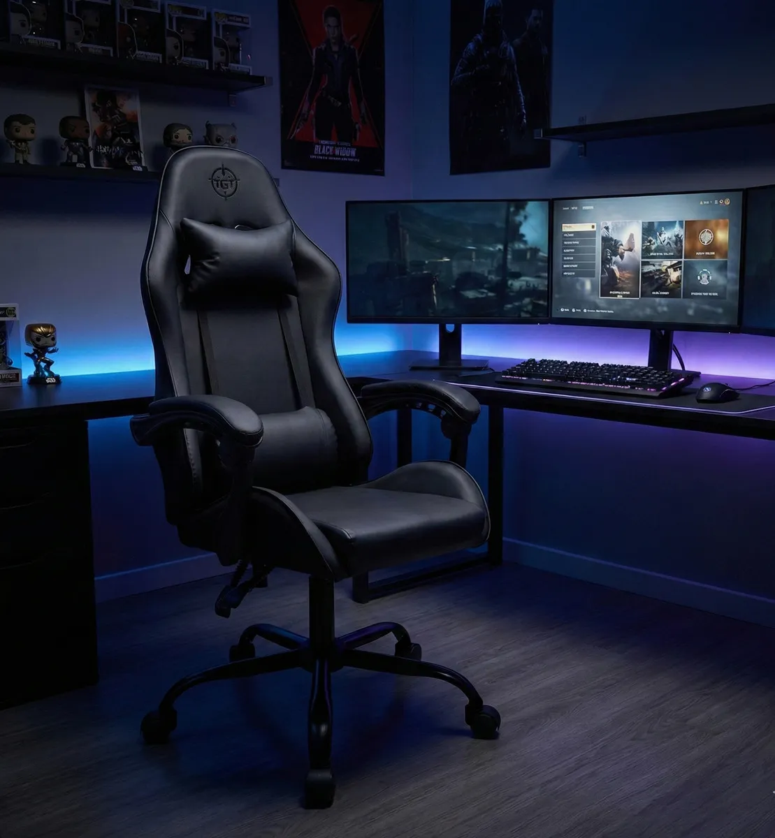 Cadeira de escritório TGT Heron TGT-HR gamer preta com estofado de couro sintético
