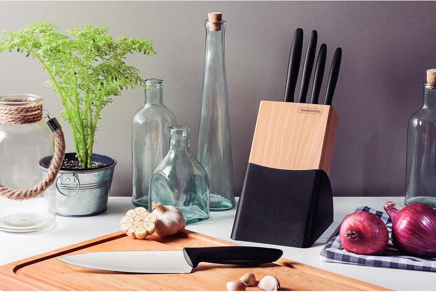 Jogo Facas 6 Peças Plenus com Cepo Tramontina Cutelaria