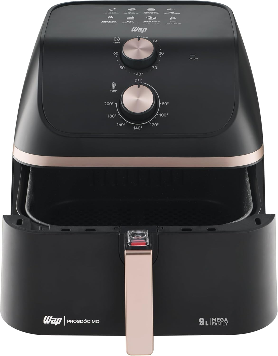 WAP Fritadeira Air Fryer MEGA FAMILY 9 Litros com Cesto Amplo e Circulação de Ar 360°,  1900W 220V