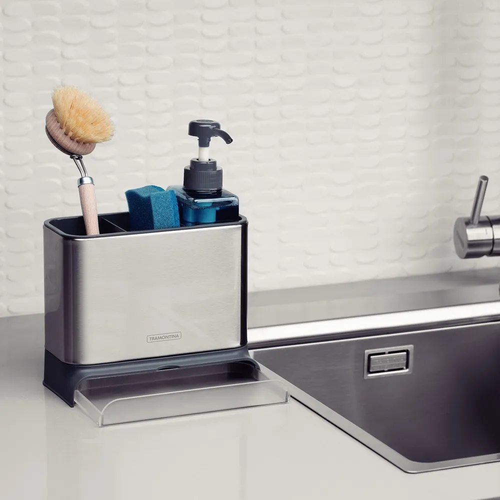 Suporte Para Pia Tramontina Plurale Aço Inox Organizador Cor Cinza-escuro
