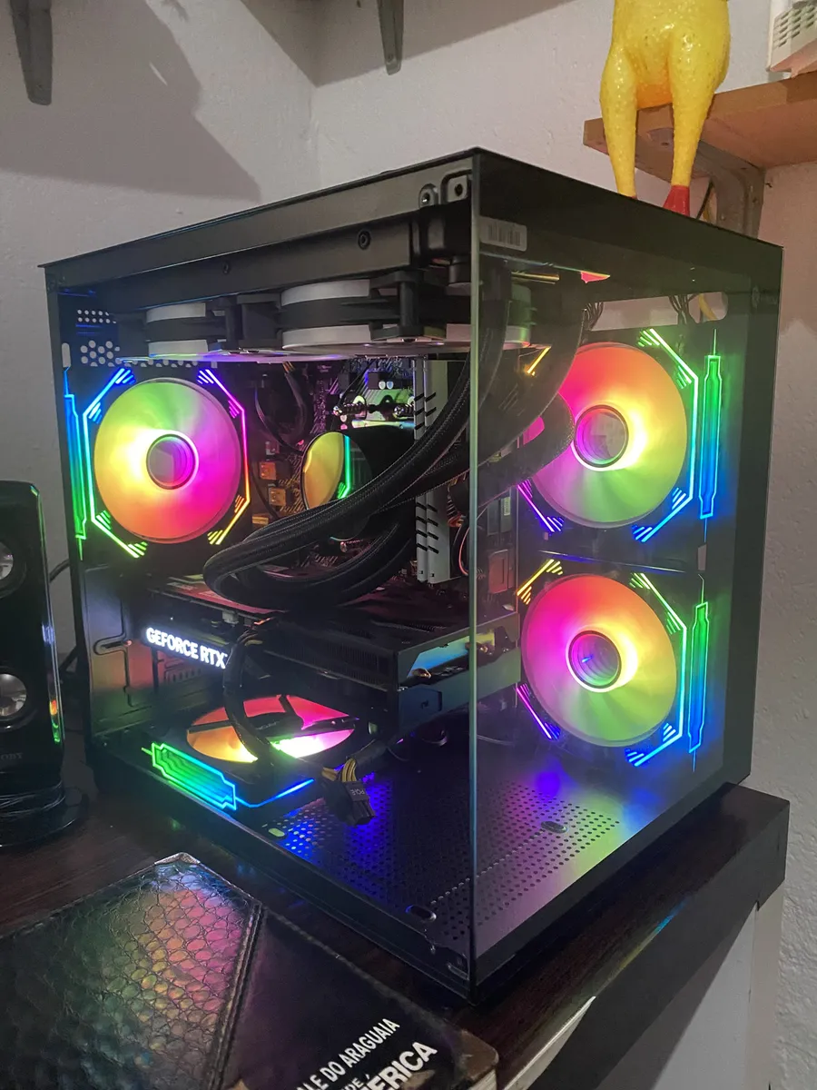 Gabinete Gamer Hayom Aquário Com 4 Cooler Fan Led Rgb