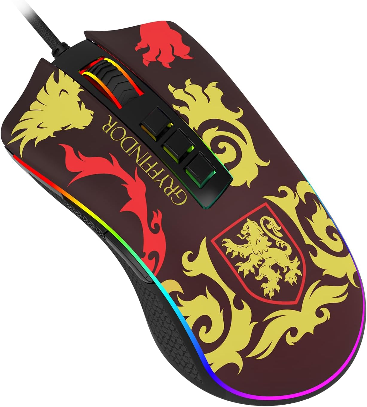 Mouse Gamer Redragon Harry Potter Cobra RGB Special Edition Grifinória Preto e Vermelho PMW3327 12400DPI HP-711G