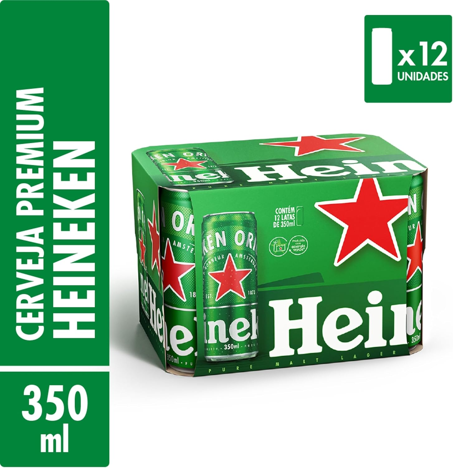 Heineken Cerveja Sleek Lata 350ml Pack 12 Unidades