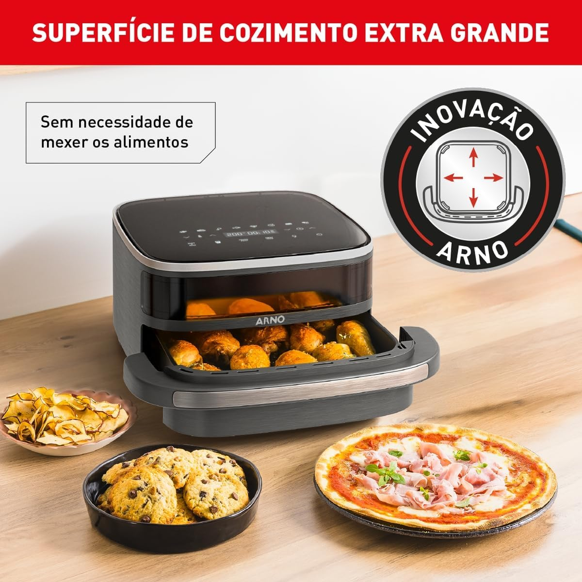 Fritadeira sem Óleo Air Fryer Arno Easy Fry Extra Superfície, AFP4 , 2200W, 220V