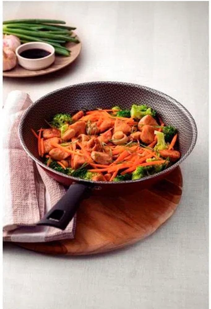 Wok Tramontina Loreto em Alumínio com Revestimento Interno e Externo Antiaderente Starflon Max Vermelho 28 cm 3,6 L